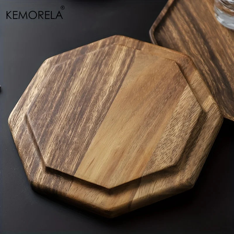 KEMORELA Acacia Wood Serving Tray – Octagonal Dinner & Dessert Plate Wood Serving Tray Axl