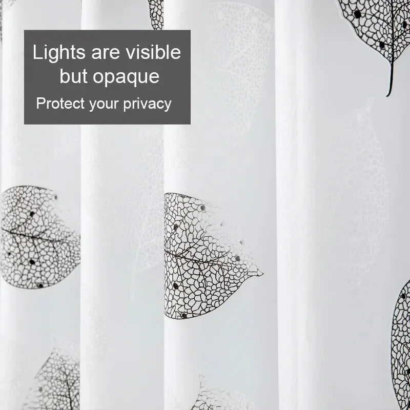 PEVA Waterproof Shower Curtain – Leaf Pattern & Rust-Proof Hooks Shower Curtain Axl