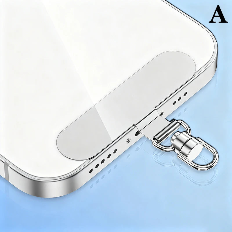 Steel Phone Lanyard Clip Patch – 360° Metal Strap Tab Phone Lanyard Clip Axl A Silver
