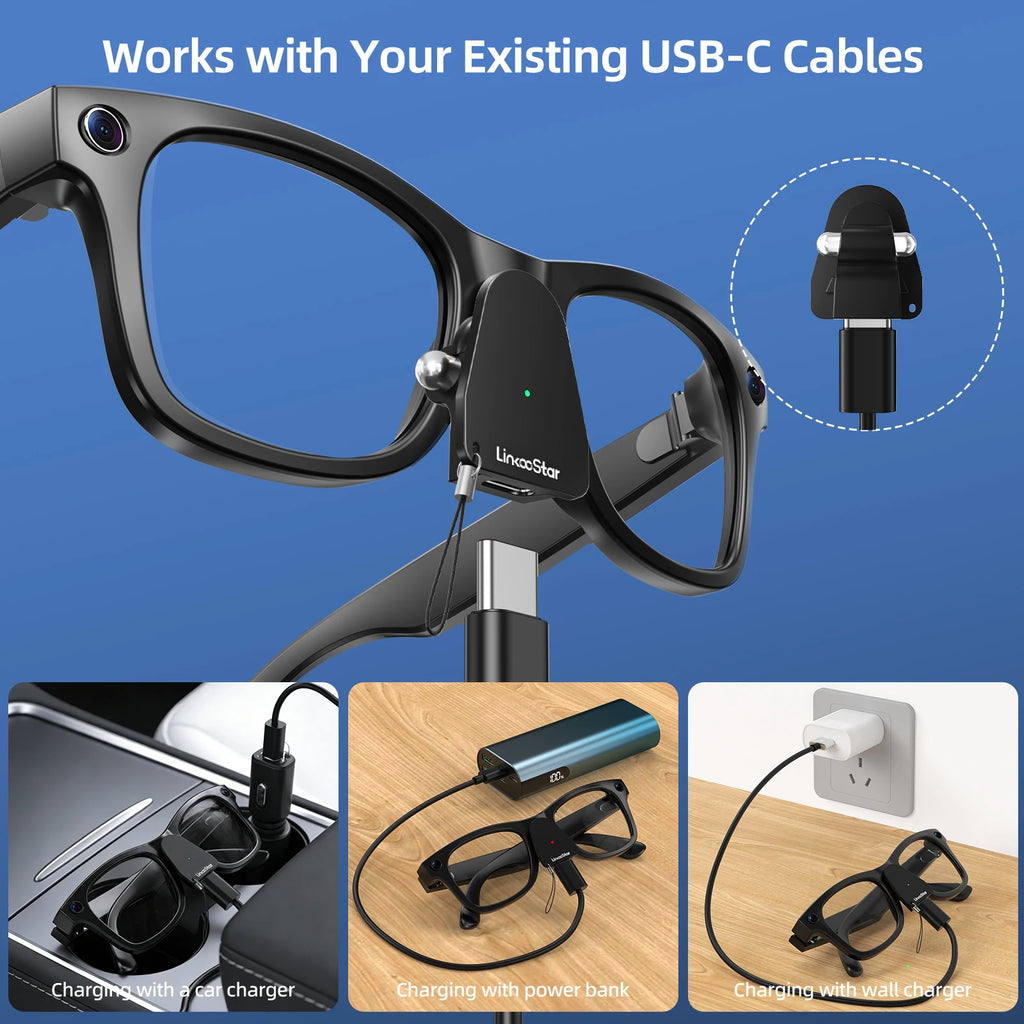 USB-C Charging Adapter for Ray-Ban Meta Gen 1 & 2 Smart Glasses Charging Adapter Axl
