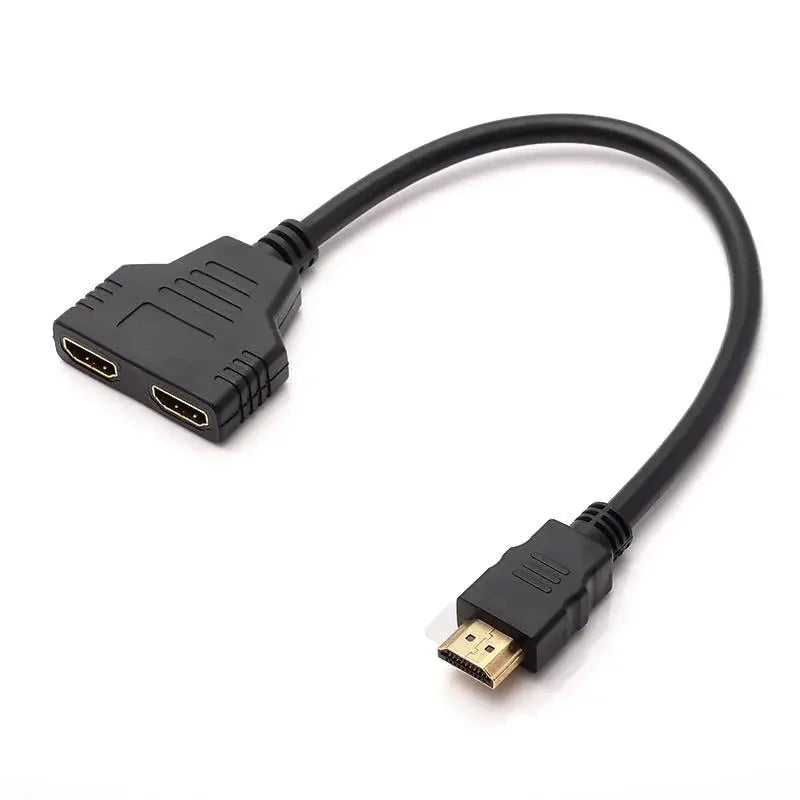 30cm HDMI Splitter Cable 1 Male to 2 Female 1080P Adapter HDMI Splitter Cable Axl black-1pcs