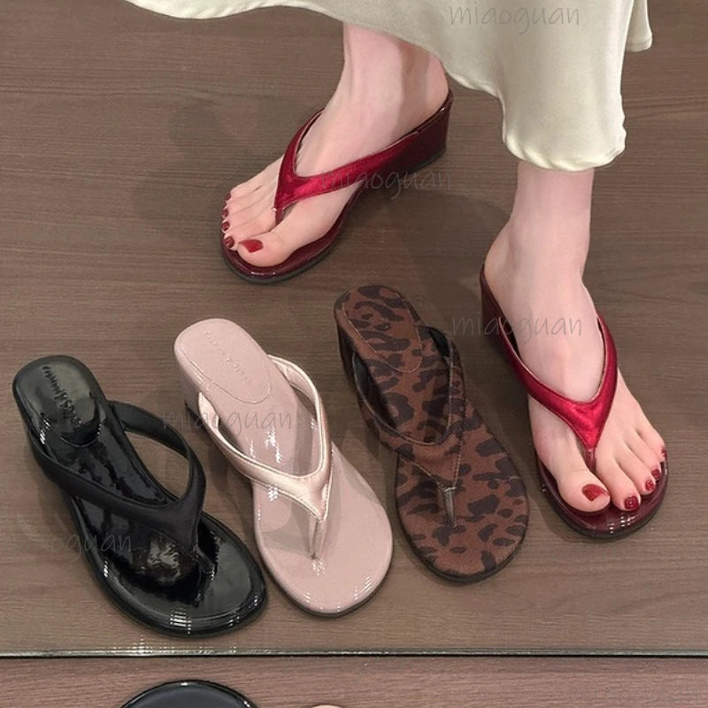 Women's Platform Wedge Flip Flops – Clip Toe Summer Slippers Platform Wedge Slippers Axl