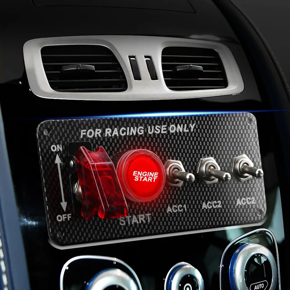 12V LED Ignition Switch Panel – Racing Car Engine Start Button Ignition Switch Panel Axl