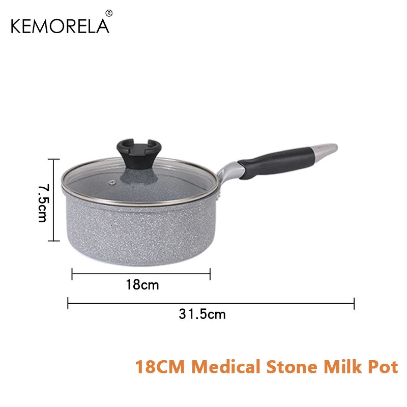KEMORELA Stone Non-Stick Frying Pan 20–28cm | Gas & Induction Non-Stick Frying Pan Axl 18cm Milk pot