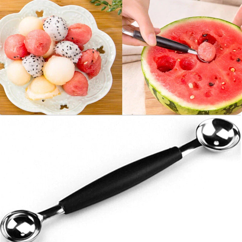 Double-End Melon Baller Stainless Steel Ice Cream Scoop Tool Melon Baller Scoop Axl