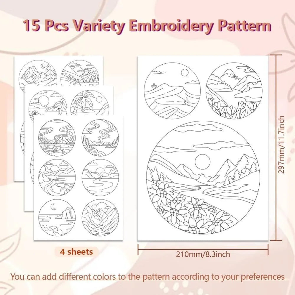 Water Soluble Stick & Stitch Embroidery Patterns – 15 Designs Embroidery Pattern Sheets Axl