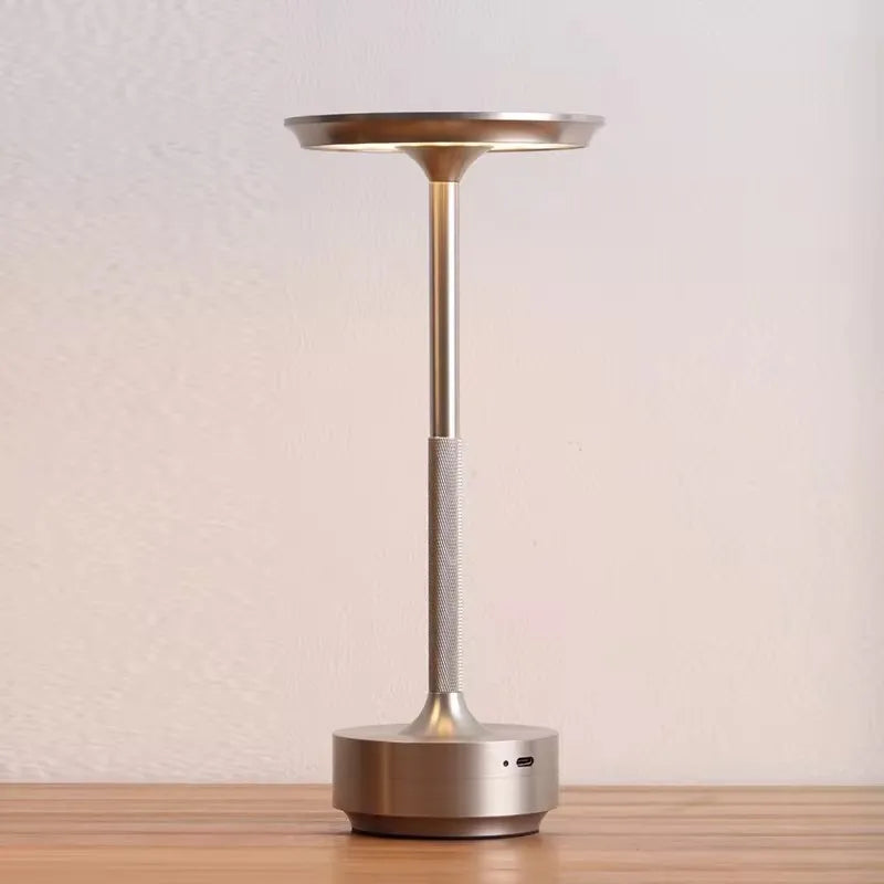 USB Rechargeable LED Desk Lamp | Touch Dimming 3 Color Modes LED Table Lamp Axl Silver USB Type-C