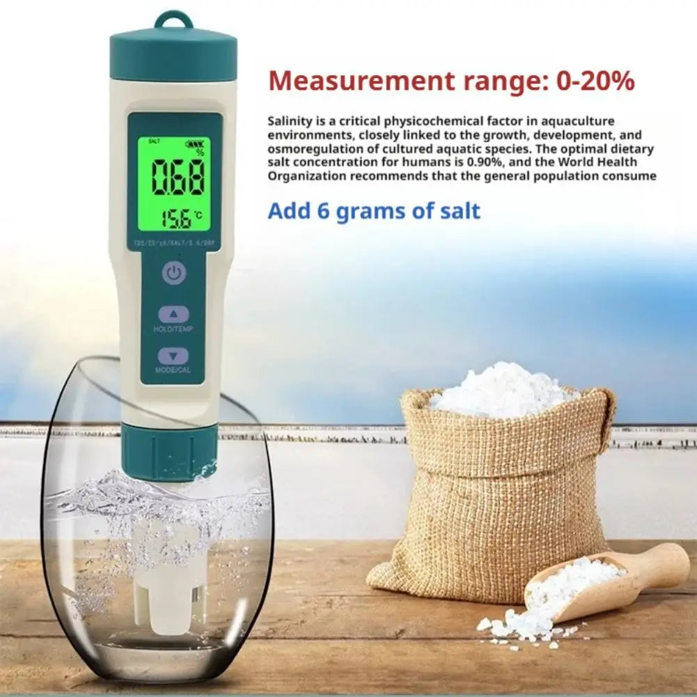 8-in-1 Digital Water Quality Tester – pH ORP TDS EC Salinity Water Quality Meter Axl