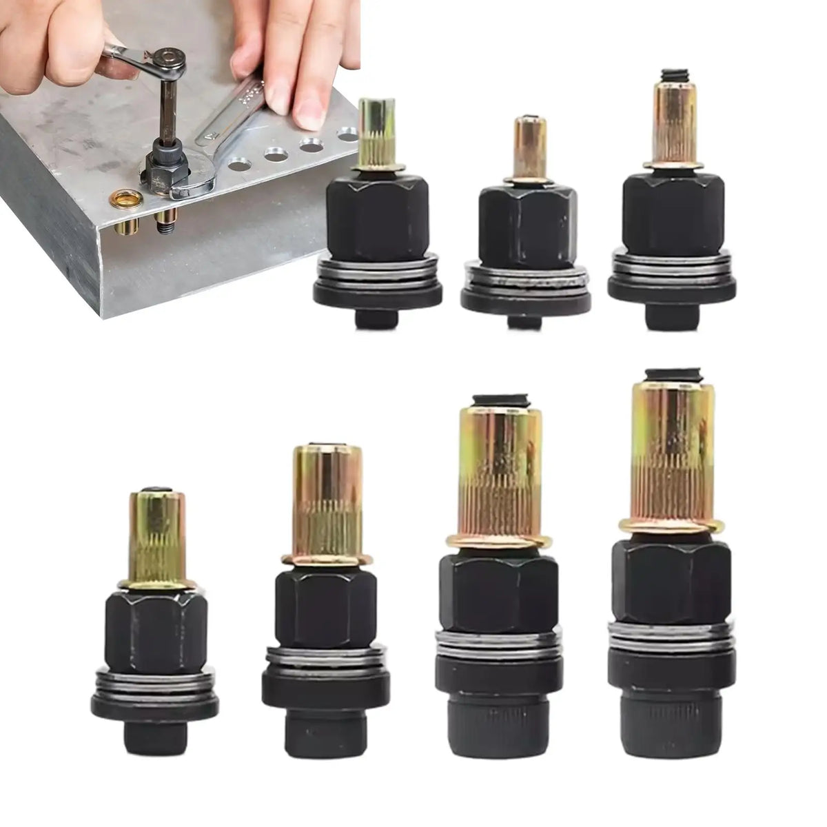 Manual Rivet Nut Tool Kit M3–M12 | 7-Piece Carbon Steel Set Rivet Nut Tool Kit Axl