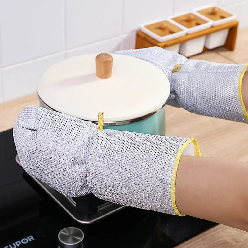 Steel Wire Dishwashing Gloves – Kitchen Scrubber Cleaning Pair Kitchen Cleaning Gloves Axl