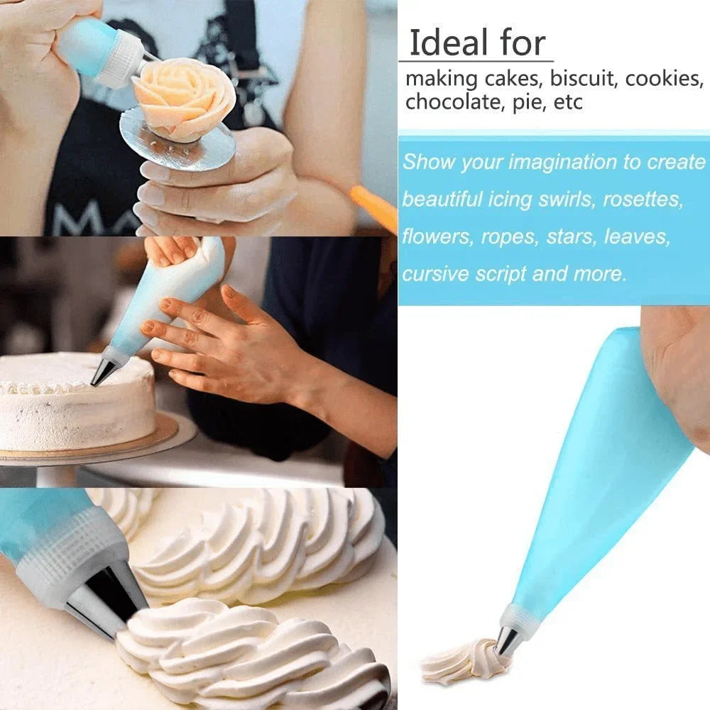 56-Piece Piping Bags & Tips Set – Cake Decorating Kit Cake Decorating Set Axl