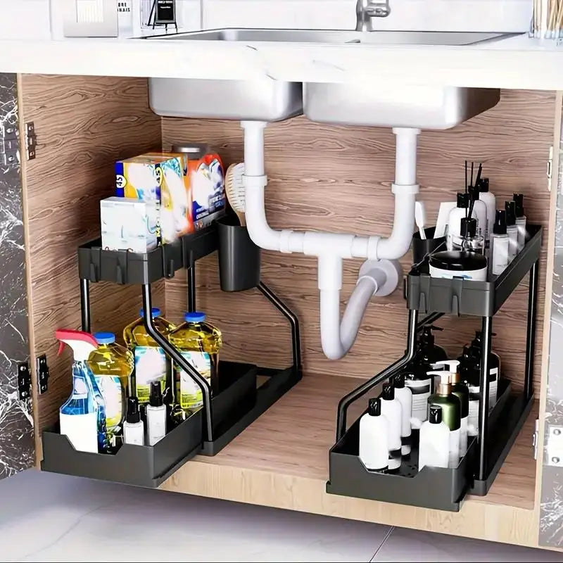 2-Tier Pull-Out Storage Drawers – Kitchen & Bathroom Organizer Pull-Out Storage Drawer Axl
