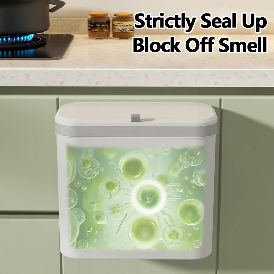 ONEKA 14L Hanging Kitchen Trash Can with Lid | Cabinet & Sink Bin Hanging Trash Can Axl