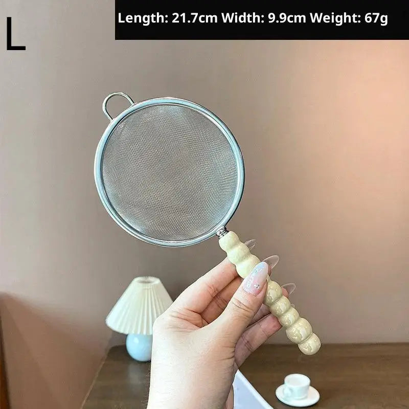 Tea Strainer with Pearl Ceramic Handle – Fine Mesh Sieve Tea Strainer Axl Yellow L