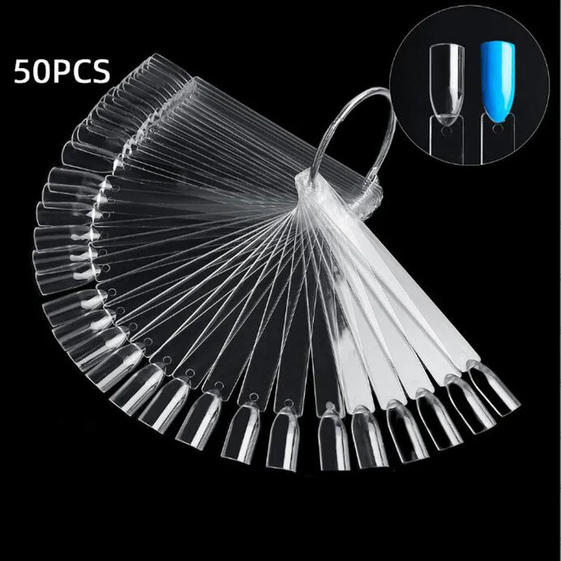 50 Pcs Clear Nail Swatch Sticks – Polish Display Tips Nail Swatch Sticks Axl Oval Natural