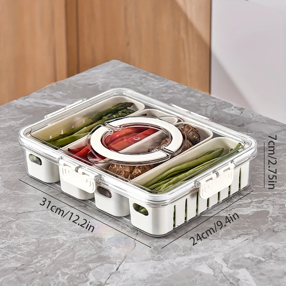 Divided Snack Box with Lid – 4 & 8 Grid Portable Organizer Food Storage Container Axl