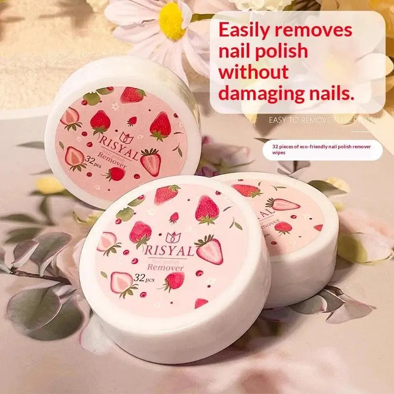 32-Pc Disposable Nail Polish Remover Wipes – Strawberry Scent Nail Polish Remover Axl