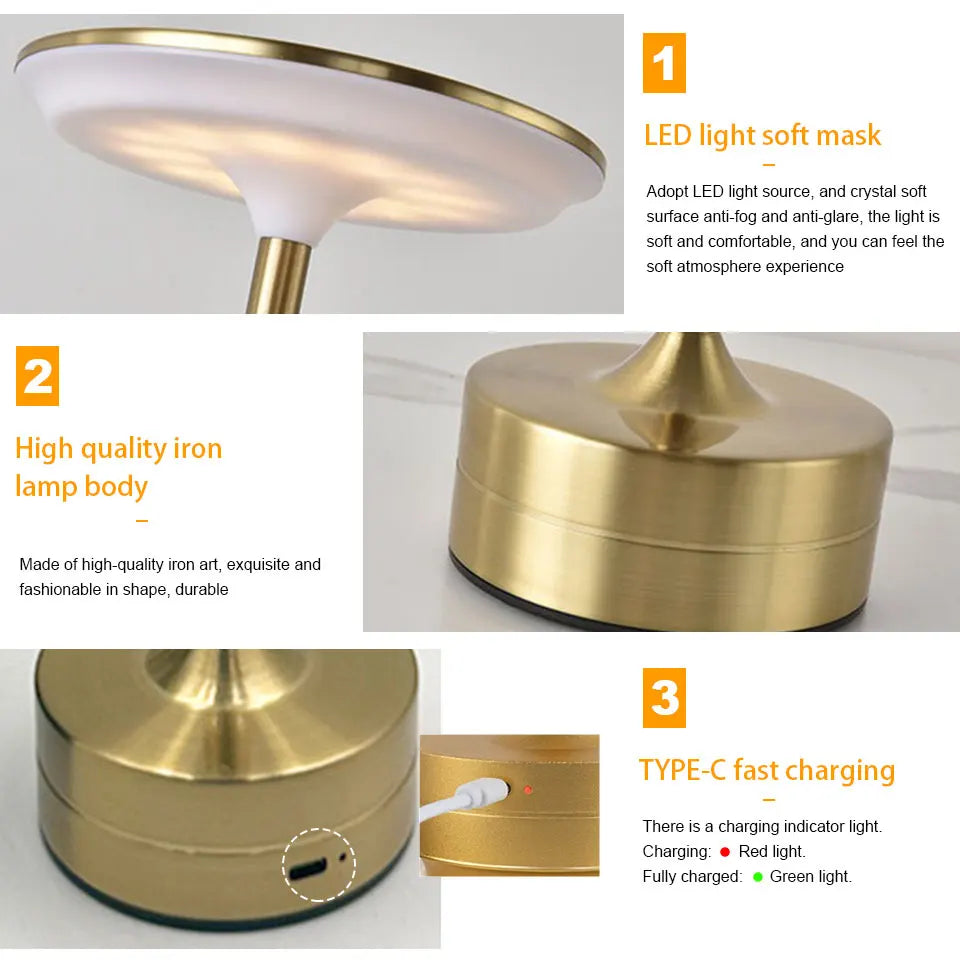 LED Crystal Touch Table Lamp – USB Rechargeable Wireless Light LED Table Lamp Axl