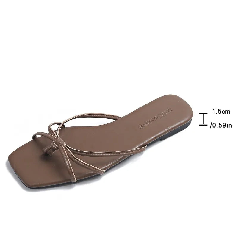 Women's Clip Toe Flip Flops – Flat Summer Slide Slippers Flip Flop Slides Axl Brown 42