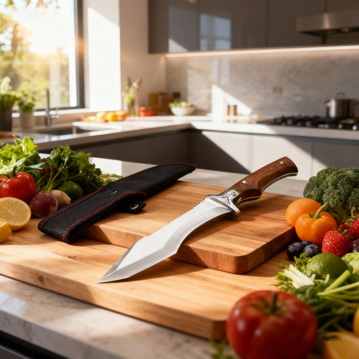 Japanese Chef's Knife – Sharp Stainless Blade & Wood Handle Chef's Kitchen Knife Axl