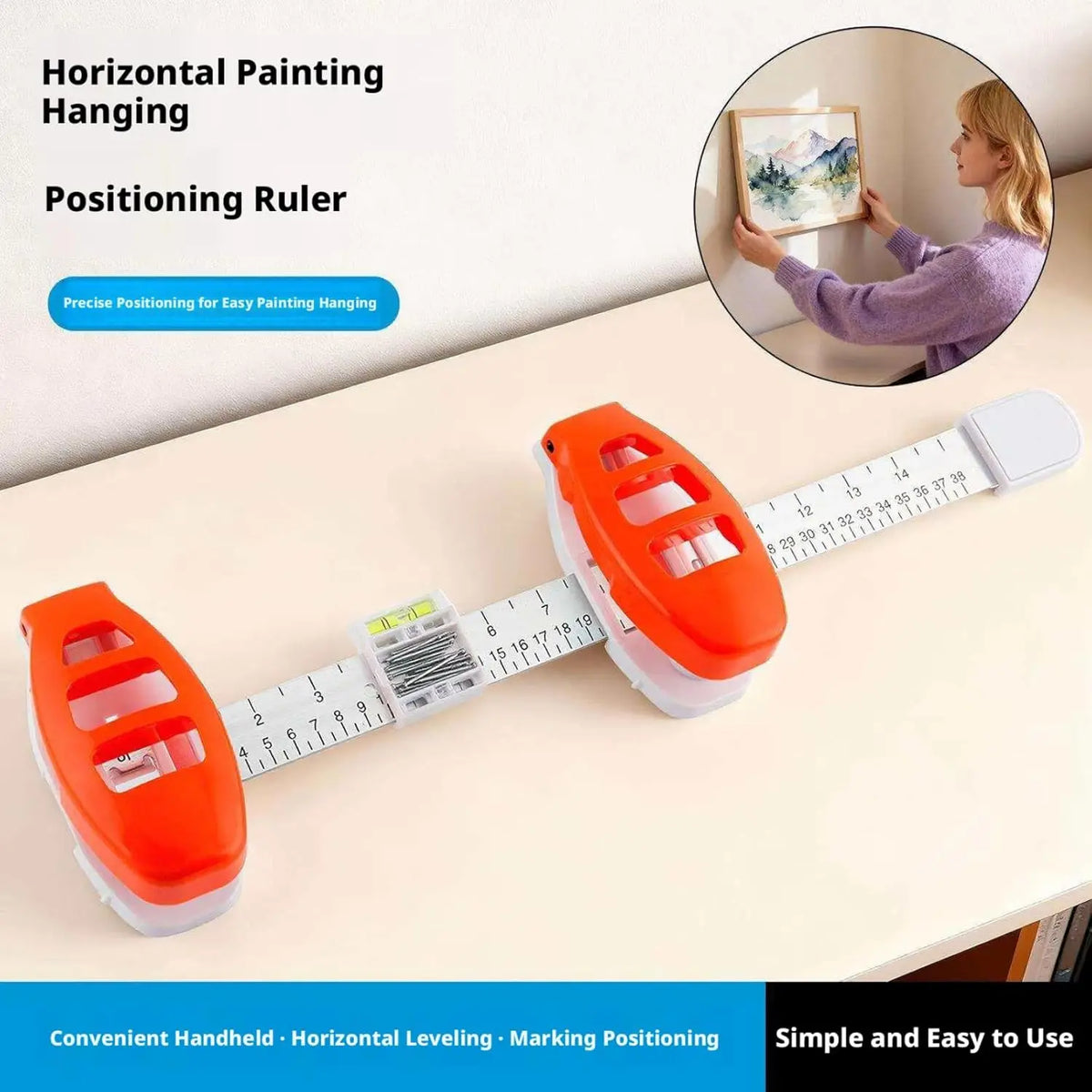 Picture Hanging Level Ruler – Frame Positioning & Hole Marking Hanging Level Ruler Axl