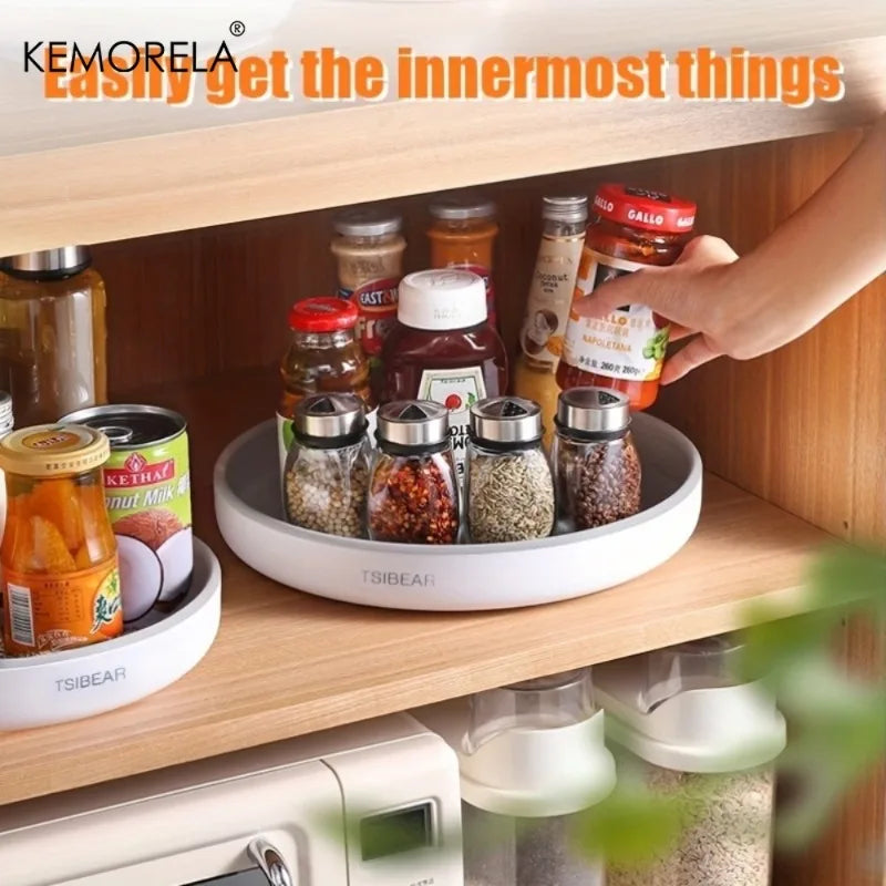 360° Rotating Turntable Organizer – Spice & Countertop Storage Rotating Storage Tray Axl