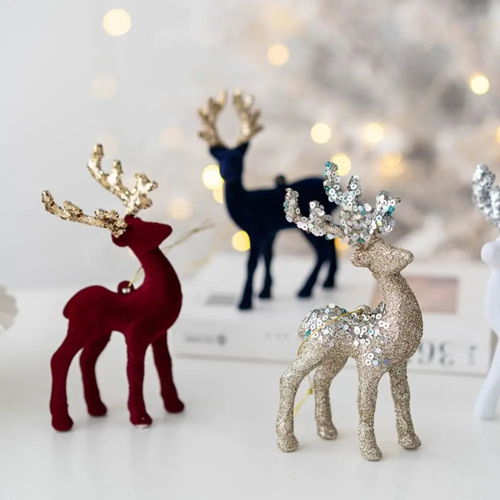Glitter Reindeer Elk Flocked Christmas Tree Pendant Ornament Christmas Tree Ornament Axl