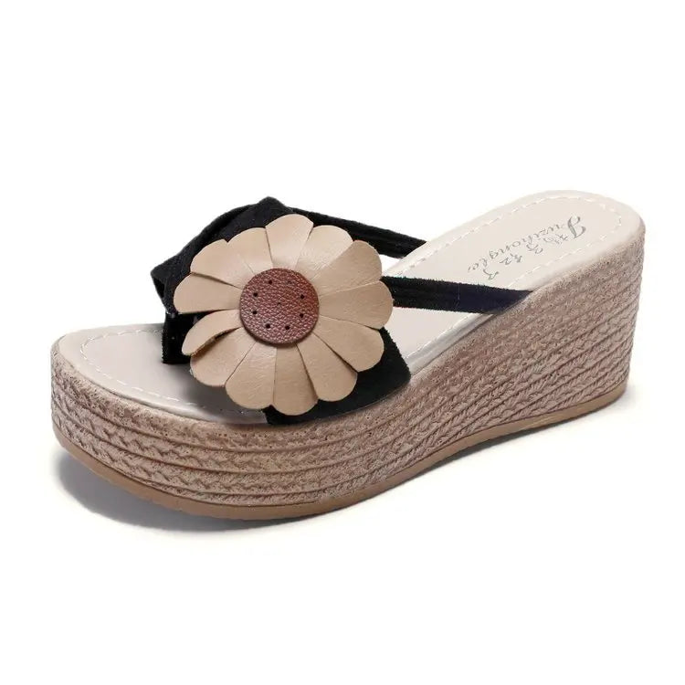 Women's Wedge Platform Sandals – Floral Summer Beach Slippers Wedge Platform Sandals Axl Black 39