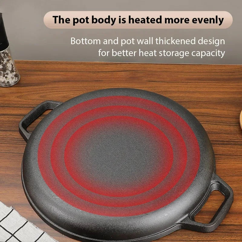 Cast Iron Non-Stick Skillet 28cm – Multipurpose Flat Frying Pan Cast Iron Skillet Axl