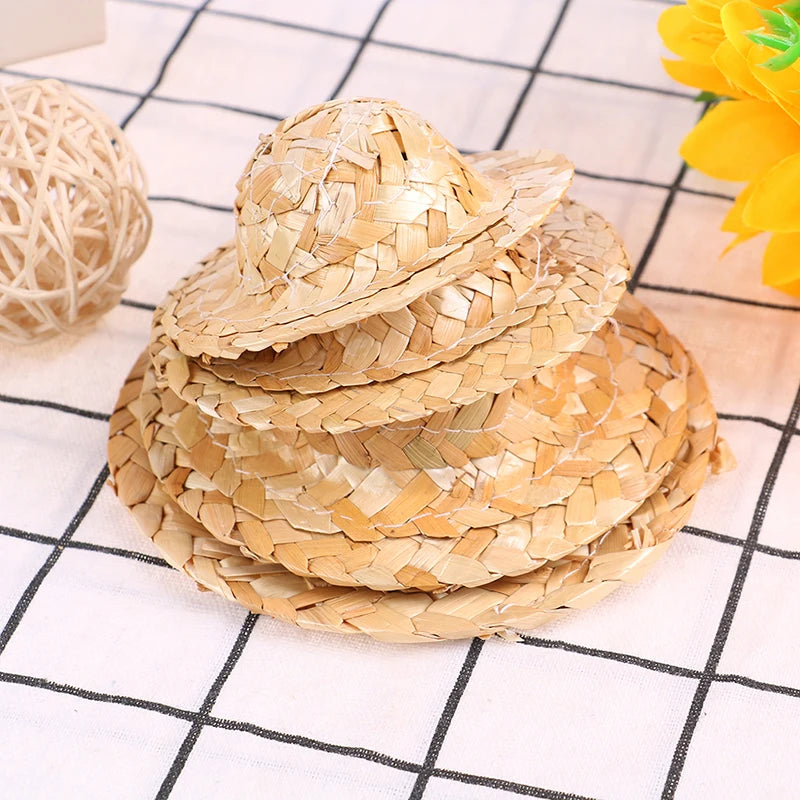 2-Pack Hand-Woven Mini Straw Hats – Doll DIY Accessories Doll Hat Accessory Axl