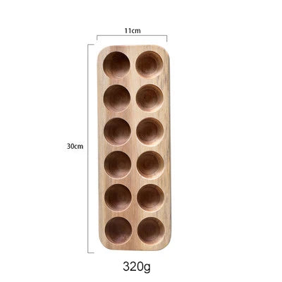 KEMORELA Wooden Double Row Egg Holder | Kitchen Organizer Egg Storage Rack Axl 12 Holes