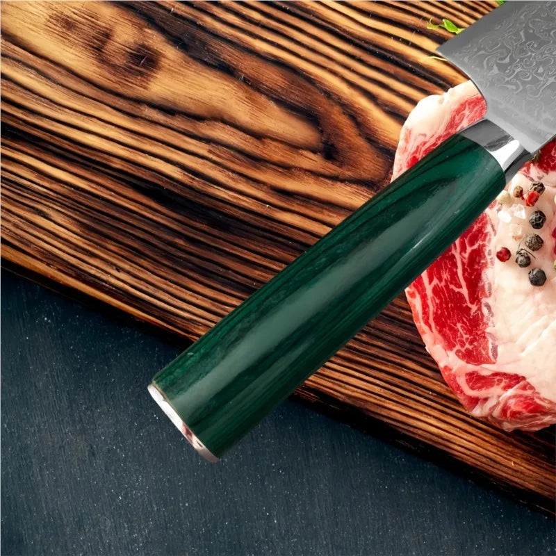 Damascus Steel Nakiri Knife – Full Tang Chef Kitchen Knife Damascus Chef Knife Axl