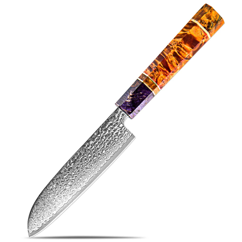 XITUO Damascus Steel Chef Knife Set – VG10 Core, Wood Handle Kitchen Knife Set Axl Santoku Knife