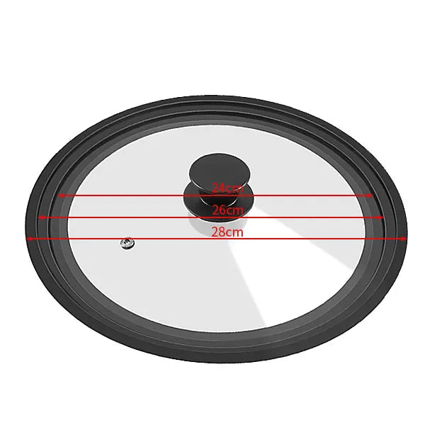 Universal Silicone Glass Lid for Pans & Skillets 16–32cm | PGY Cookware Lid Axl Black 24-26-28cm