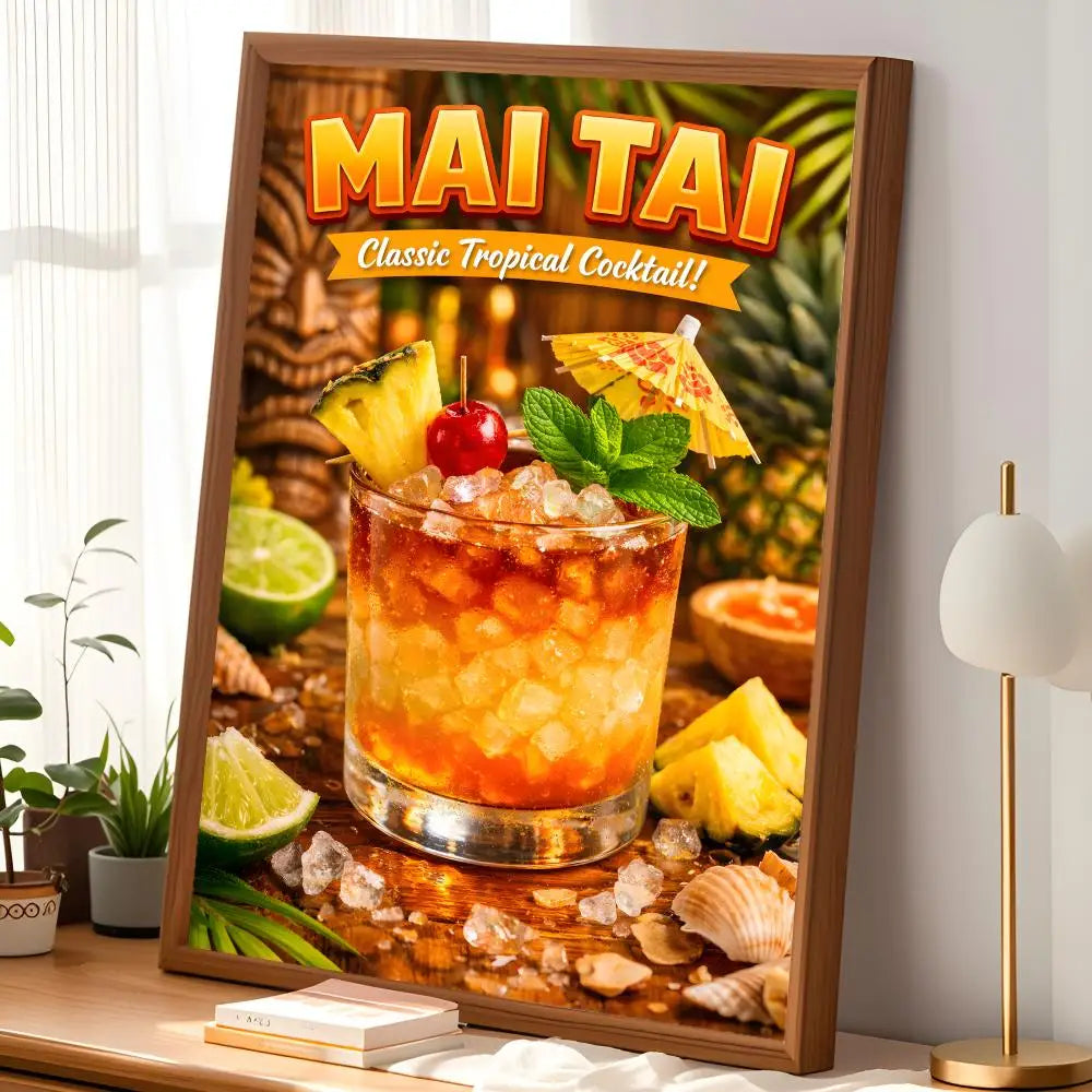 Mai Tai Cocktail Wall Art Poster – Self-Stick HD Waterproof Wall Art Poster Axl