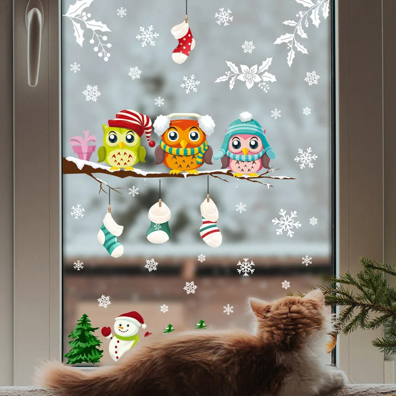 Branch Owl Snowflake Christmas Wall & Window Stickers Decal Wall Sticker Decal Axl