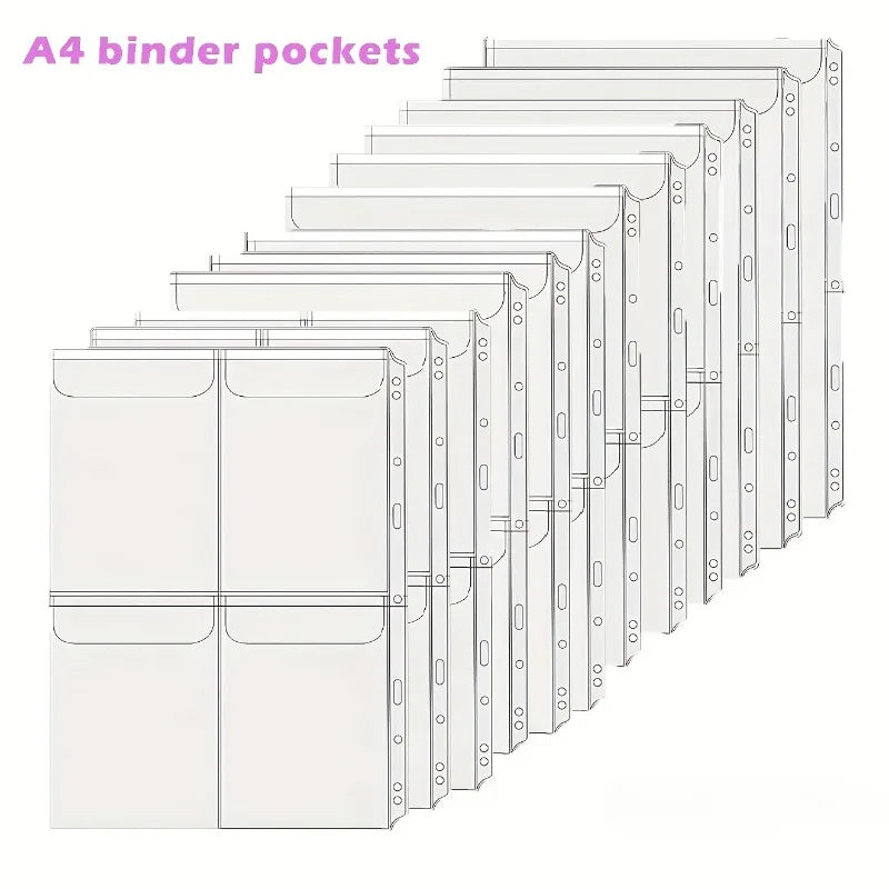 A4 Binder Pockets 12 PCS – Cash Envelope & Document Organizer Binder Pocket Inserts Axl