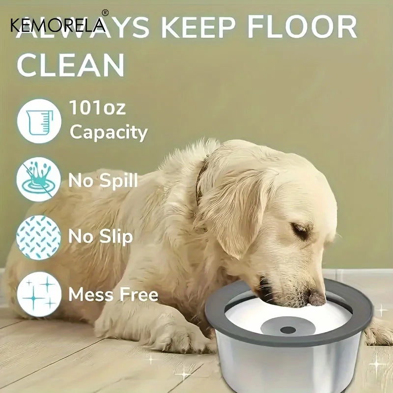KEMORELA Anti-Spill Dog Water Bowl – Floating Disk Design Pet Water Bowl Axl