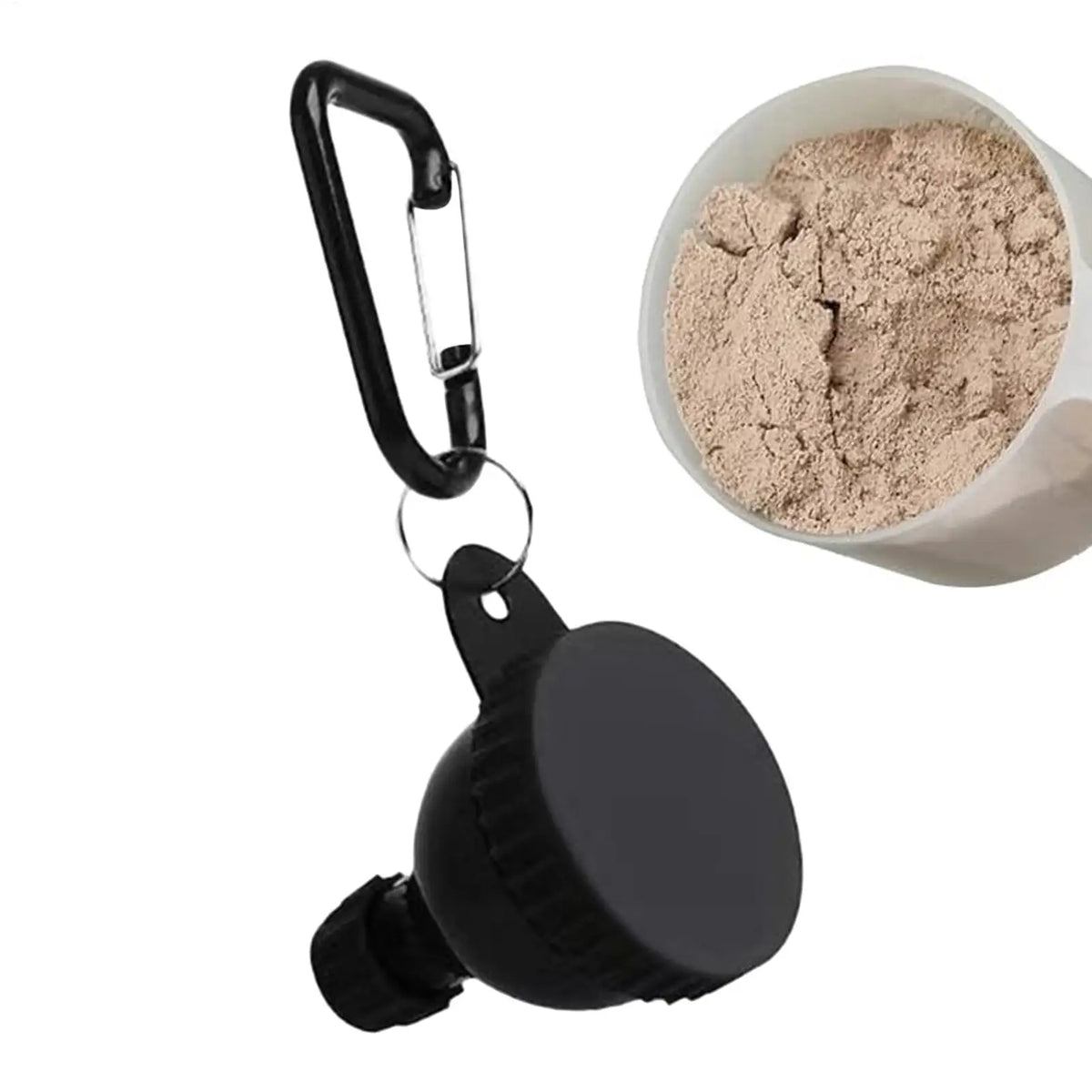 Mini Portable Protein Powder Funnel Container with Carabiner Supplement Storage Container Axl