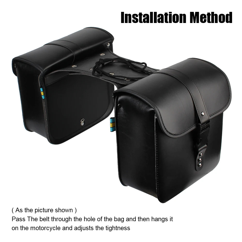 PU Leather Motorcycle Saddle Bags – Universal Side Luggage Pair Motorcycle Saddle Bag Axl