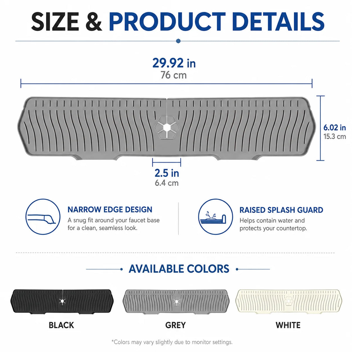 Uwhise Silicone Faucet Drip Catcher Tray | Sink Splash Guard Mat Sink Drip Mat Axl