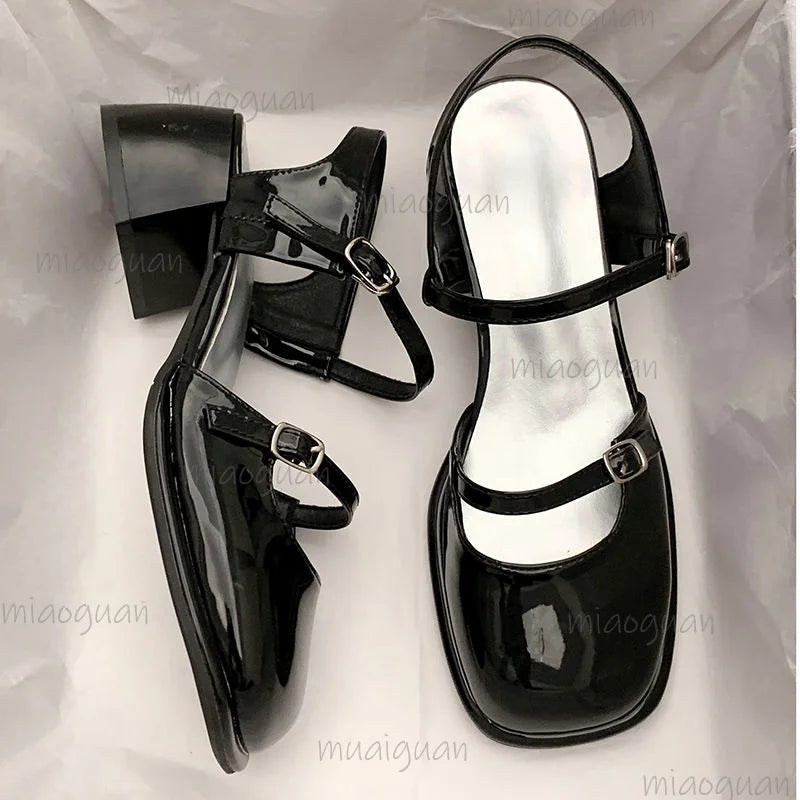 Women's Hollow Round Toe Sandals – Non-Slip Square Heel Women's Sandals Axl