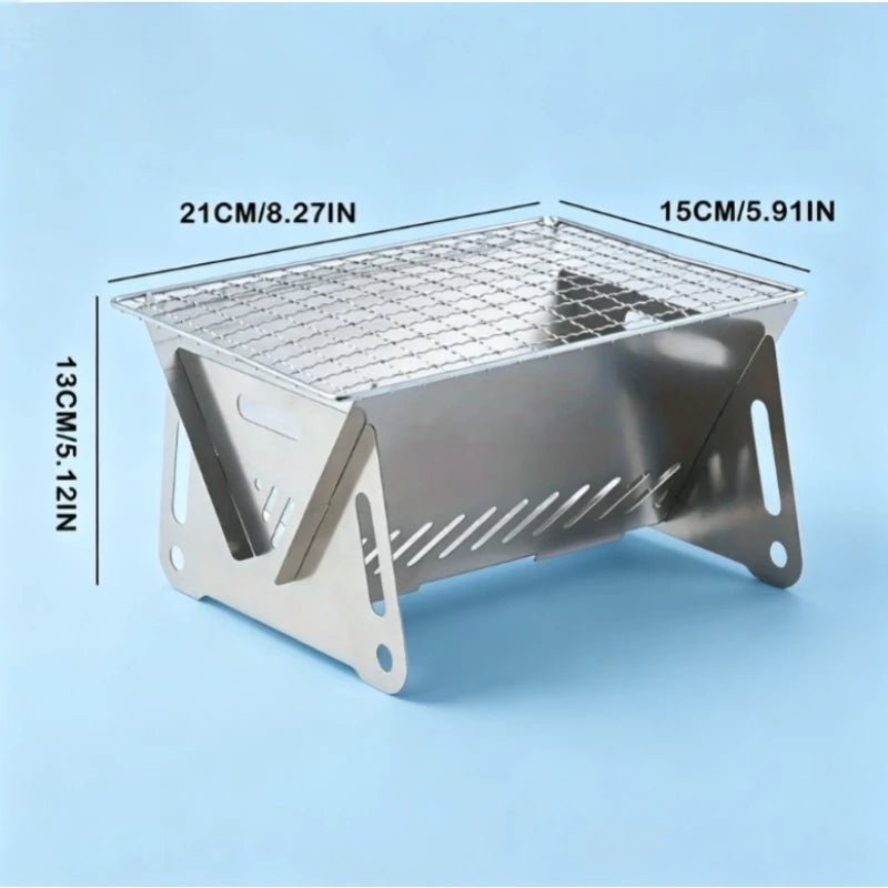 Portable Folding Charcoal BBQ Grill – Stainless Steel Camping Stove Portable Camping Grill Axl