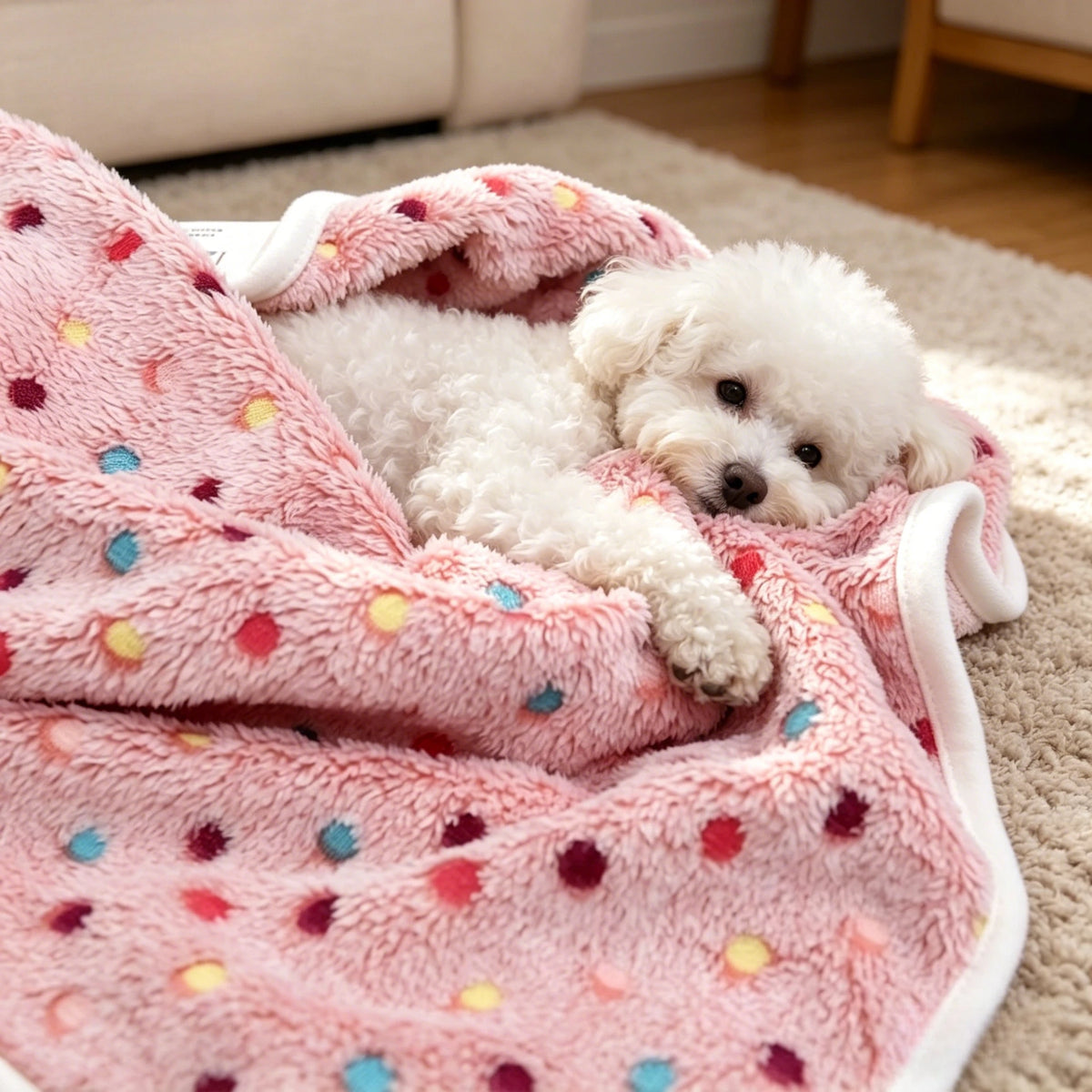 KEMORELA Fluffy Pet Blanket – Cozy Dot Mat for Cats & Dogs Pet Blanket Mat Axl S 60x40cm