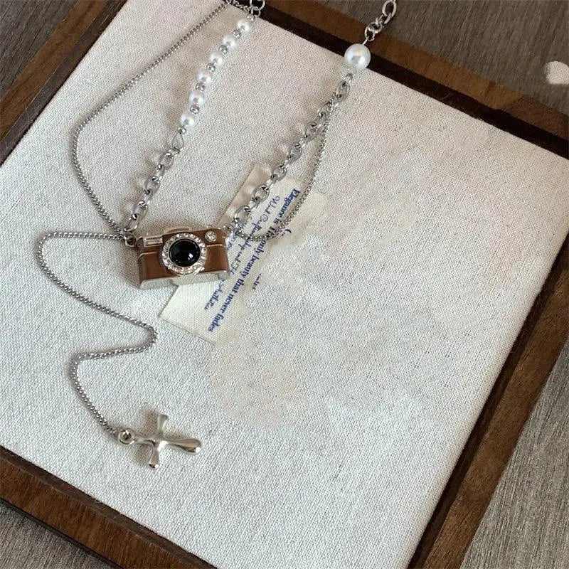 Vintage Camera Pendant Necklace – Y2K Kpop Punk Unisex Pendant Necklace Axl