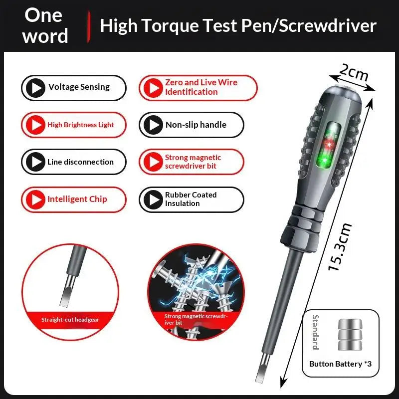 2-in-1 Voltage Tester Screwdriver | Magnetic LED Indicator Voltage Tester Screwdriver Axl A