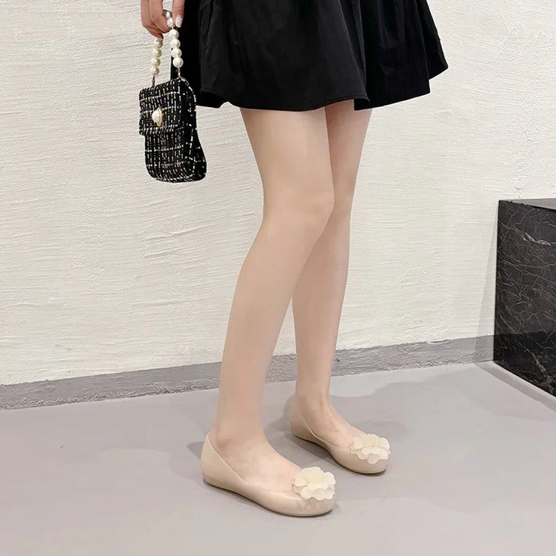 Women's Floral Jelly Flat Sandals – Soft Slip-On Beach Shoes Jelly Flat Sandals Axl