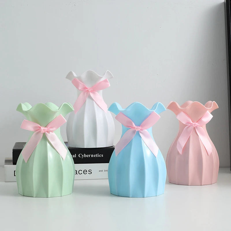 Water Ripple Nordic Plastic Vase – Modern Home Decor Flower Pot Decorative Vase Axl
