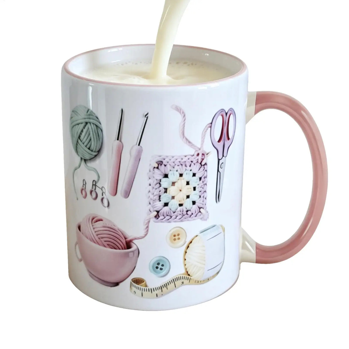 Crochet Ceramic Coffee Mug 330ml | Yarn Lover Gift for Women Ceramic Coffee Mug Axl