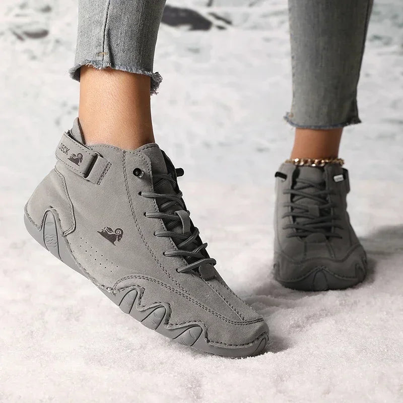 Women's Microfiber Ankle Boots – Breathable Lace-Up Flat Shoes Women's Ankle Boots Axl